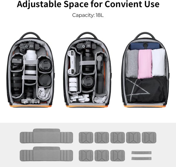 K & F Camera Backpack 18L Nature Wander 05(Black Orange) - Image 4